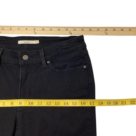 Levis 711 Skinny Flare Cropped Ruffle Hem Jeans Size 29 - Picture 7 of 9